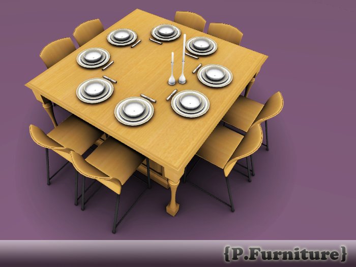 {P.Furniture} Dinner table,plates,candle holder,candles,napkin,dinner chairs are INCLUDE