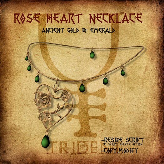 Rose Heart Necklace [Gold/Emerald]