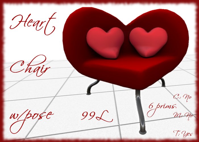 [HW] Heart Chair w/rose petal pillows