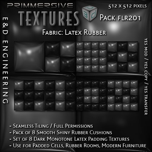 [FLR201] 8 Dark Grey Latex and Black Latex Cushions Textures Gray Latex Textures Gray Vinyl Textures by E&D ENGINEERING