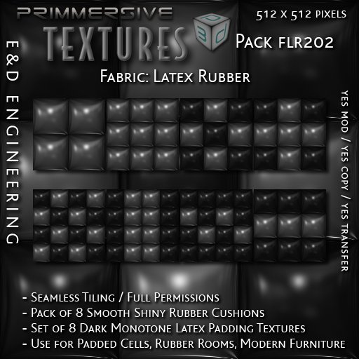 [FLR202] 8 Dark Gray Latex and Black Latex Cushions Textures Grey Latex Textures Grey Vinyl Textures by E&D ENGINEERING