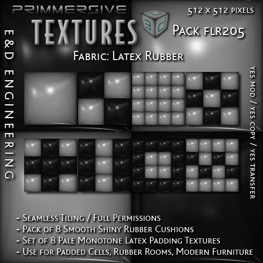 [FLR205] 8 Pale Grey Latex and Black Latex Cushions Textures Gray Latex Textures Gray Vinyl Textures by E&D ENGINEERING