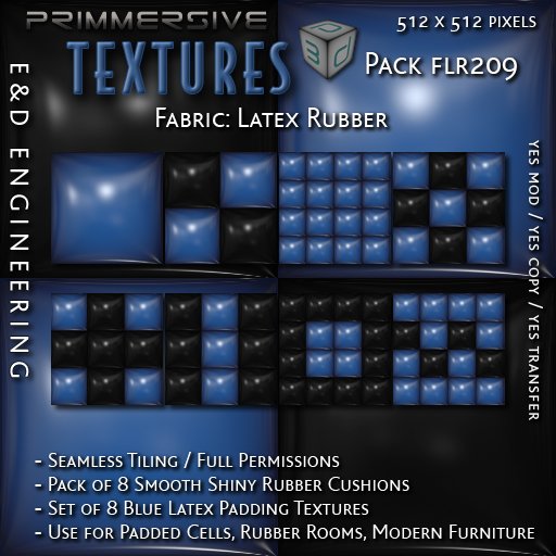 [FLR209] 8 Sky Blue Latex and Black Latex Cushion Textures Blue Latex Textures Blue Vinyl Textures by E&D ENGINEERING