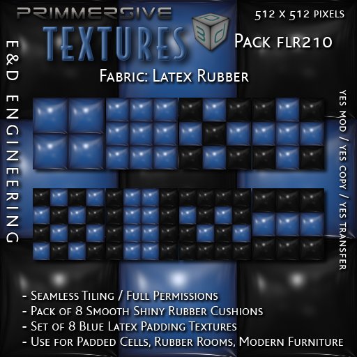 [FLR210] 8 Sky Blue Latex and Black Latex Cushion Textures Blue Latex Textures Blue Vinyl Textures by E&D ENGINEERING