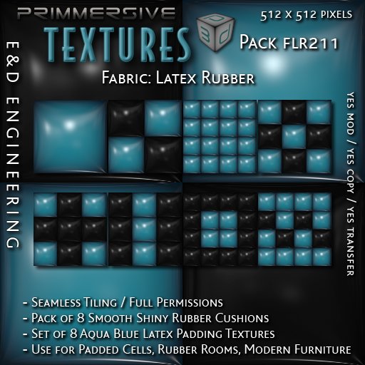 [FLR211] 8 Aqua Blue Latex and Black Latex Cushion Textures Aqua Latex Textures Aqua Vinyl Textures by E&D ENGINEERING
