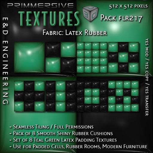 [FLR217] 8 Teal Green Latex and Black Latex Cushion Textures Green Latex Textures Teal Vinyl Textures by E&D ENGINEERING