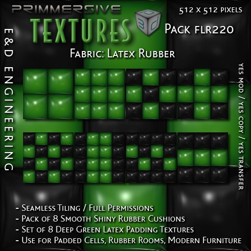 [FLR220] 8 Green Latex and Black Latex Cushion Textures Green Latex Textures Green Vinyl Textures by E&D ENGINEERING