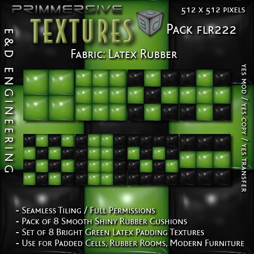 [FLR222] 8 Bright Green Latex and Black Latex Cushion Textures Green Latex Textures Vinyl Textures by E&D ENGINEERING