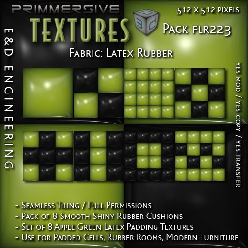 [FLR223] 8 Apple Green Latex and Black Latex Cushion Textures Green Latex Textures Vinyl Textures by E&D ENGINEERING