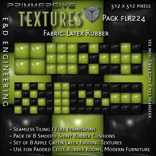 [FLR224] 8 Apple Green Latex and Black Latex Cushion Textures Green Latex Textures Vinyl Textures by E&D ENGINEERING