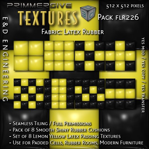 [FLR226] 8 Yellow Latex and Black Latex Cushion Textures Yellow Latex Textures Yellow Vinyl Textures by E&D ENGINEERING