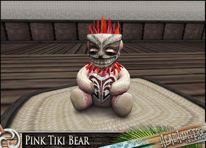 PROMO - HeadHunter's Island - Pink :Valentines day: Tiki Teddy Bear decor - Tiny size