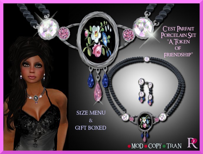 (R)  "A Token of Friendship" C'est Parfait Porcelain & Pearl Necklace Set