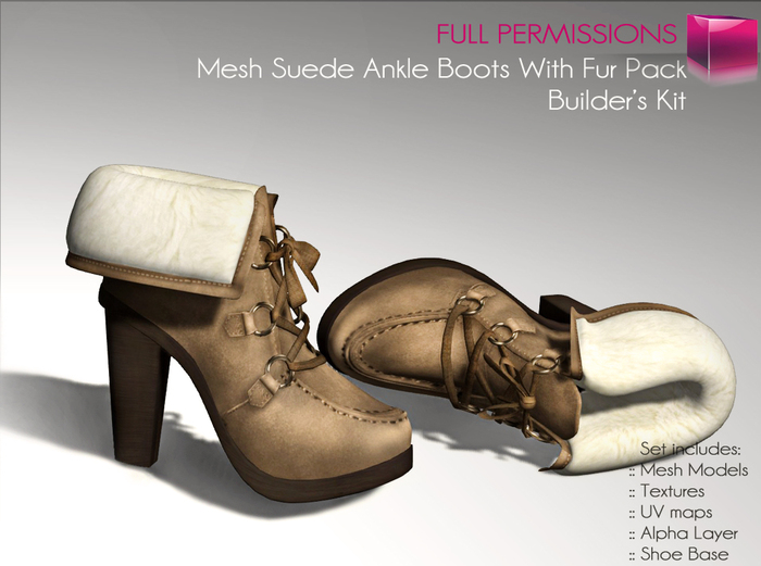 Mesh - Suede Ankle Boots with Fur in 2 colours - Builder's Kit