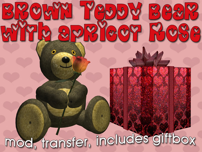 Custom Love: Brown Teddy Bear with Apricot Rose