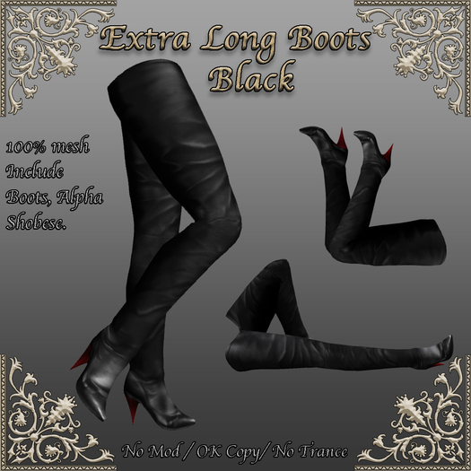*Miroku*Extra Long Boots Black
