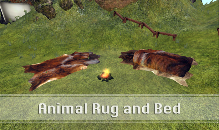 Animal Rug and Bed with multisit, bonus fire