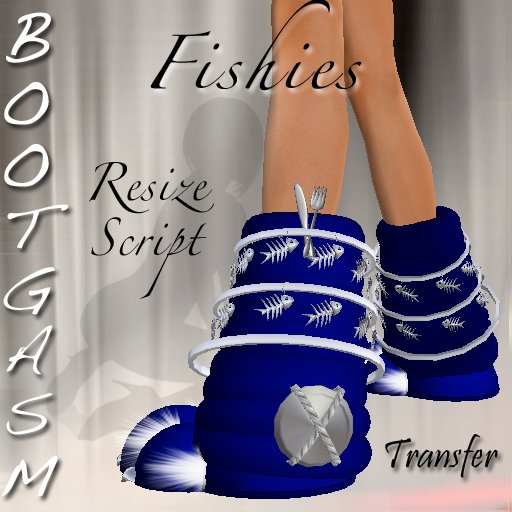 Bootgasm Neko Boots Fishies Blue