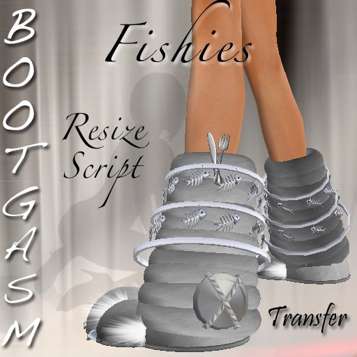 Bootgasm Neko Boots Fishies Silver