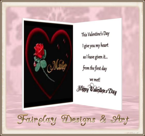 ~FDA~ My Master Valentine's Day Card*TOUCH ME*Sm