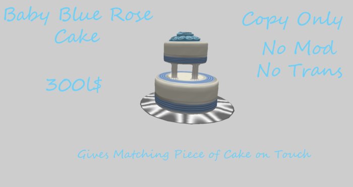 Baby Blue Rose Wedding Cake - Low Prim!