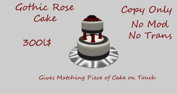 Gothic Rose Wedding Cake - Low Prim