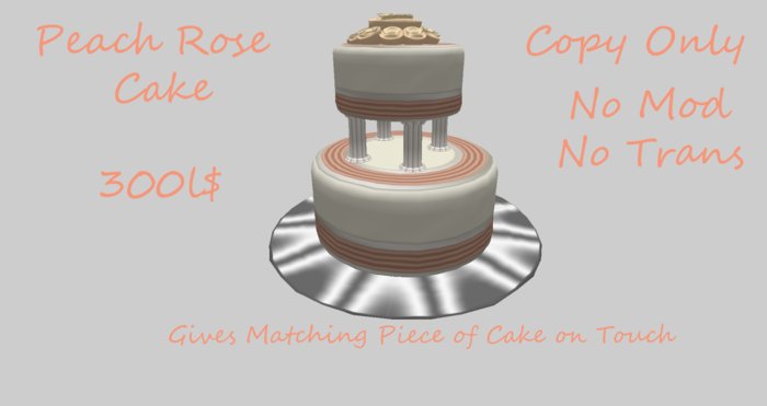 Peach Rose Wedding Cake - Low Prims!