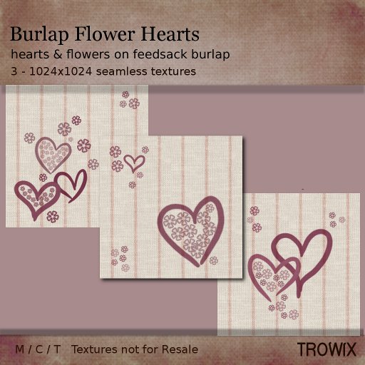 Trowix - Burlap Flower Hearts Textures