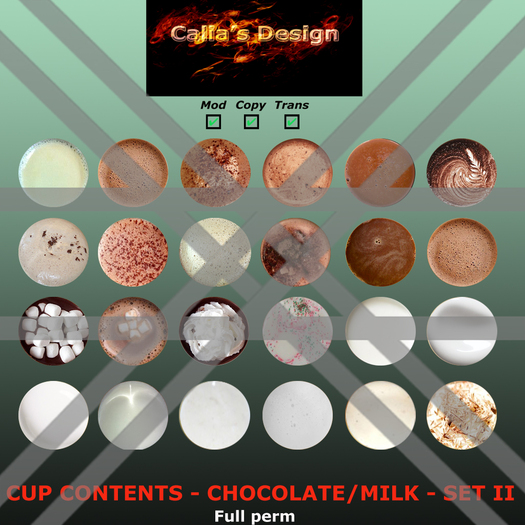 Cup contents - Chocolate/Milk - Set II - Full perm