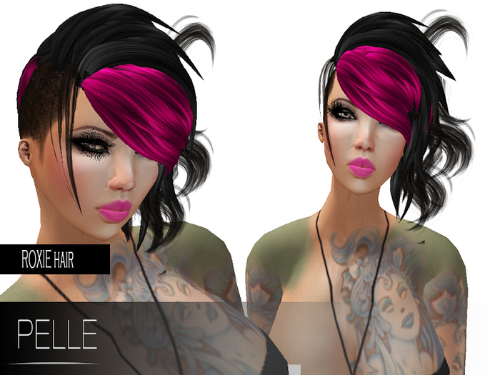 Pelle - Roxy black and fuxia flexy hair with base