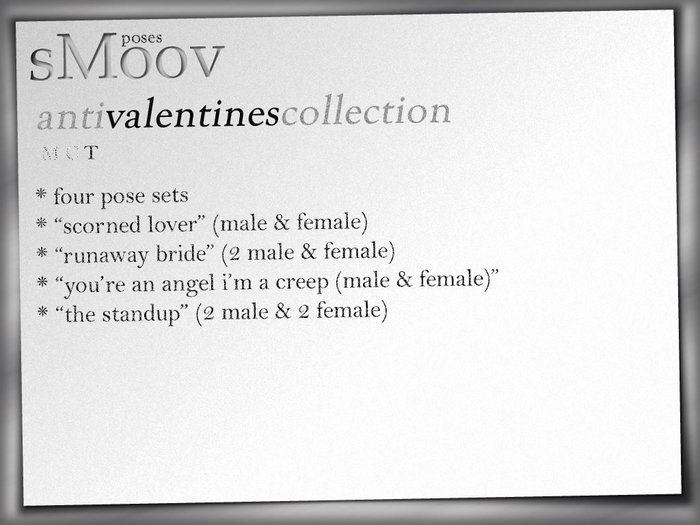 *sMoov* Poses - Anti-Valentines Collection (All 4 Sets)