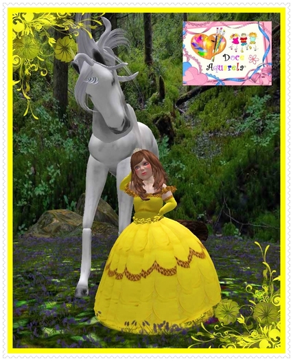 {**}DOCE AQUARELA{**} Vestido Princesas * Bela * / Beautiful Princess Dress