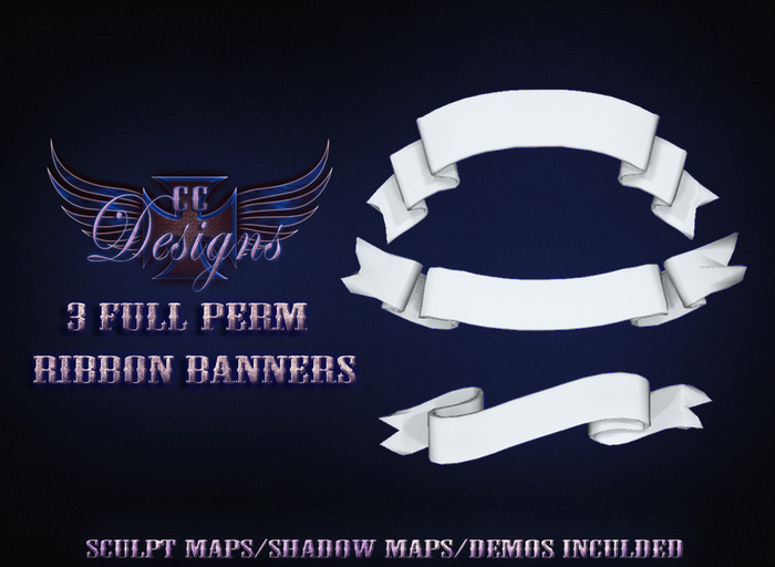 CC Designs - 3 Full Perm Ribbon Banners