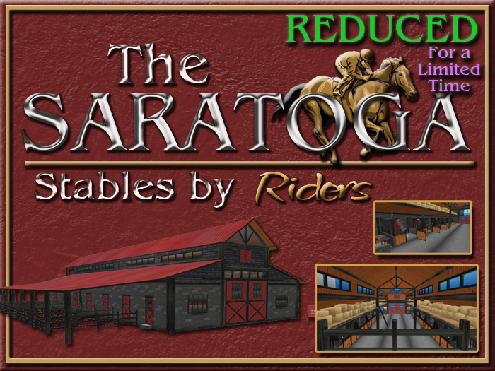 Riders Equine Stable "The Saratoga" - Copy/Mod Rez and Go or Customize & Build to Suit. Horse, Racing- Barn, Ranch, Farm