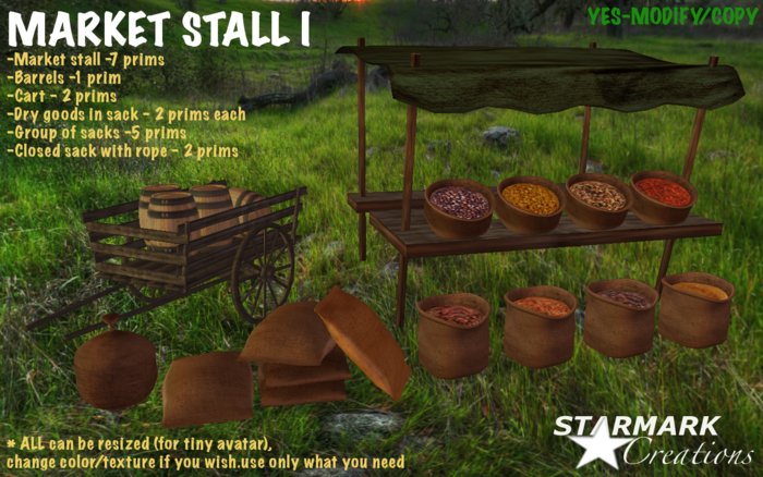 NEW! 3 COLORS MARKET STALL SET from STARMARK CREATIONS -- promo price --
