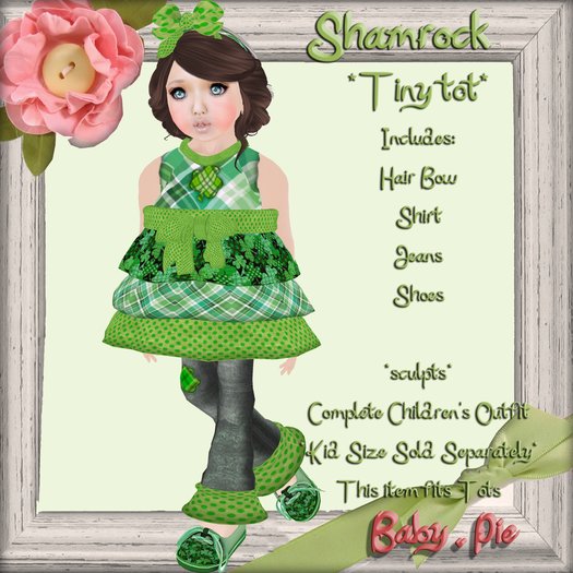 *Baby Pie* Shamrock Girl's Tiny Tot / Toddler St. Patrick's Day Complete Outfit!  Adorable!