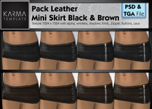 Karma Template - PSD & Tga - Pack Leather Mini Skirt Black Brown (4 Models, 2 Colors)