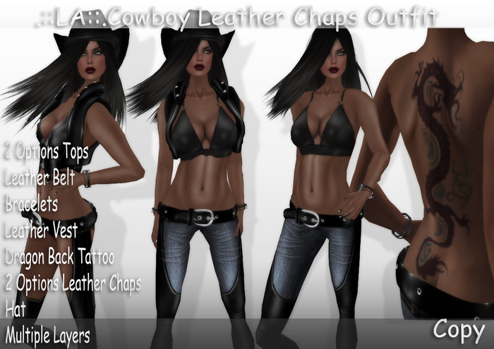 .::LA::.Cowboy Leather Chaps Outfit