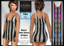 Karma Template - Tga - Racer Mini Dress Stripes - 8 Colors - High detailled Texture 1024 px