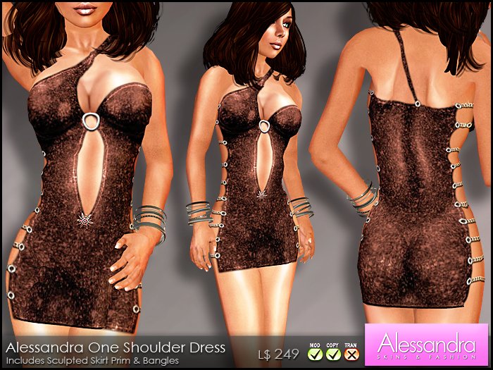 ALESSANDRA - One Shoulder Dress BROWN