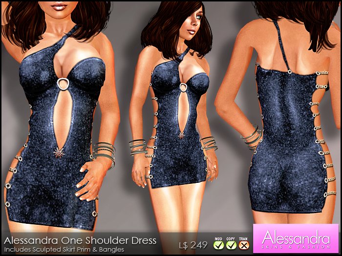 ALESSANDRA - One Shoulder Dress BLUE