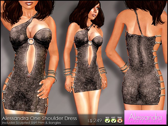 ALESSANDRA - One Shoulder Dress SMOKE