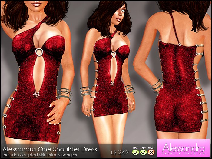 ALESSANDRA - One Shoulder Dress RED