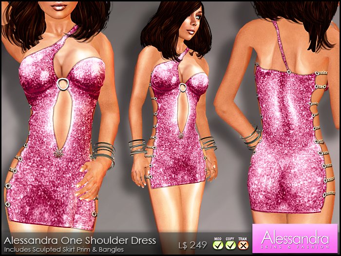 ALESSANDRA - One Shoulder Dress PINK