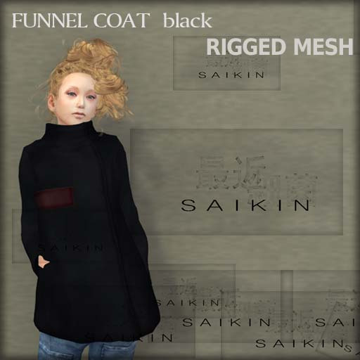 *+SAIKIN funnel coat black RIGGED MESH