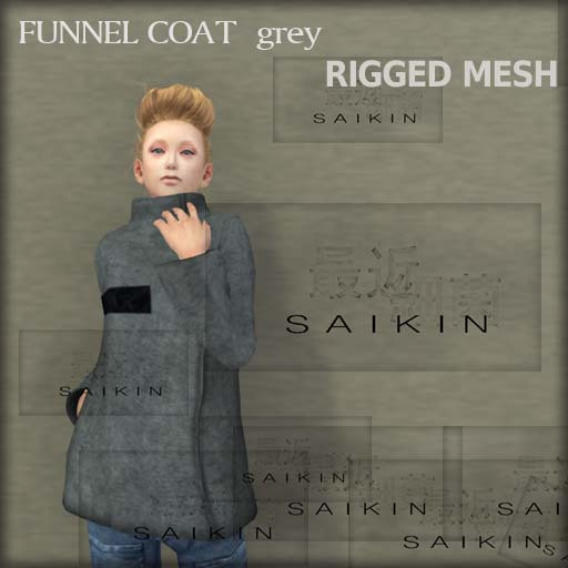 *+SAIKIN funnel coat grey RIGGED MESH