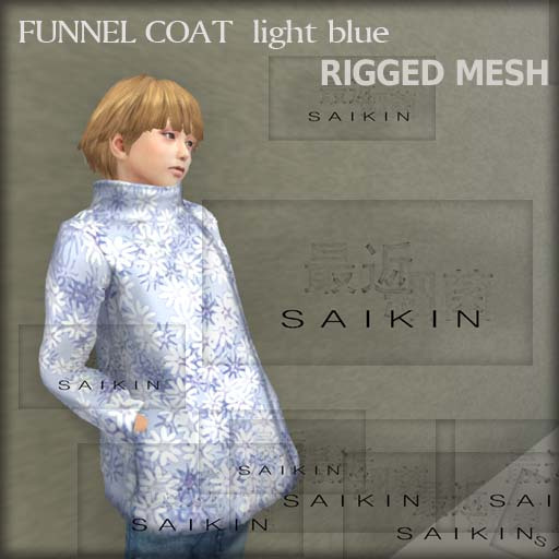 *+SAIKIN funnel coat light blue RIGGED MESH