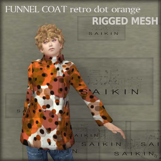 *+SAIKIN funnel coat retro dot orange RIGGED MESH