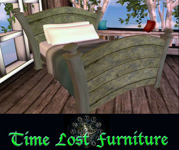 Wooden Stenciled Rustic Cuddle Bed Green