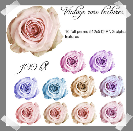 Vintage rose cute and realistic full permissions PNG alpha textures